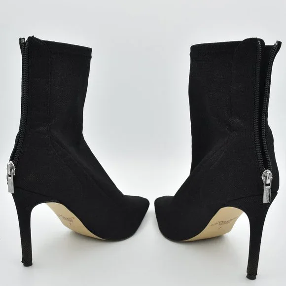 Jewel Badgley Mischka Eva Pointed Toe Black Sparkly Heeled Ankle Booties, Size 7 - Picture 6 of 14